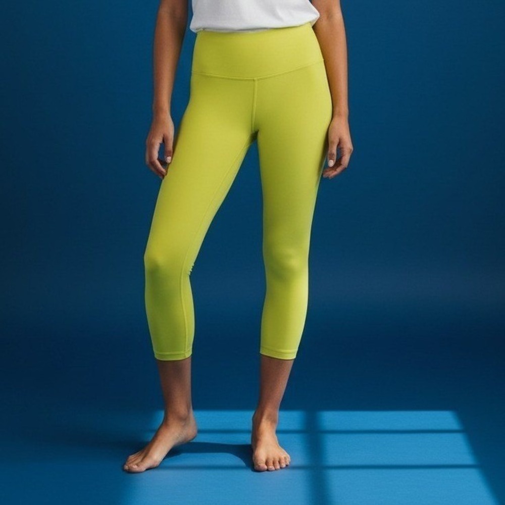 Lululemon Align High Rise Crop 23 Yellow Serpentine Leggings Size 8 W6BWSS